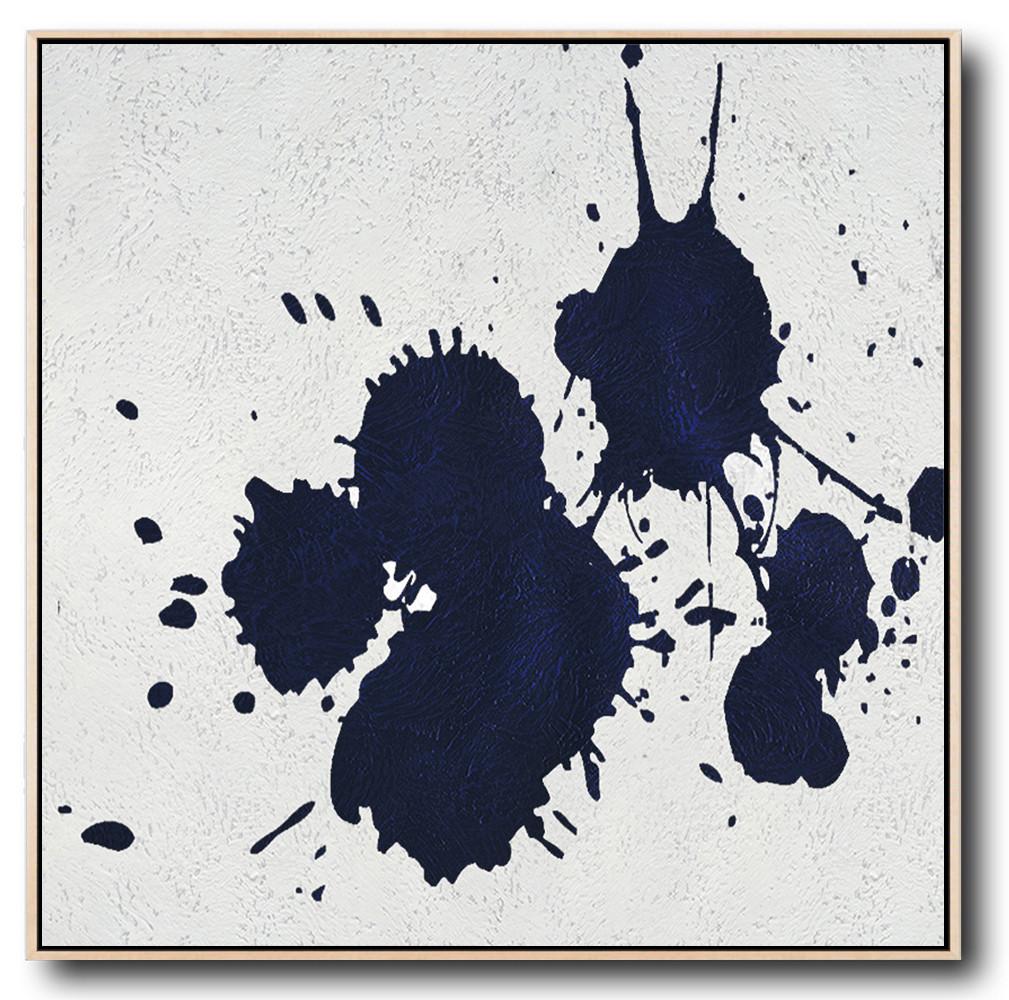 Buy Large Canvas Art Online - Hand Painted Navy Minimalist Painting On Canvas - Oil On Canvas Art Large